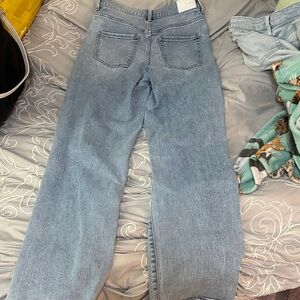 EXPRESS high waisted ripped wide leg light Blue Women's Jeans